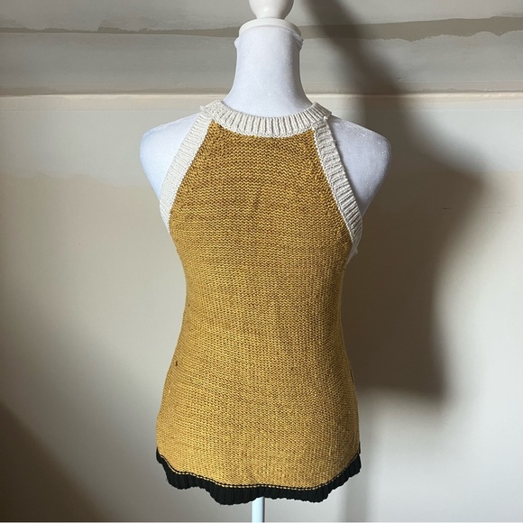 Moth by Anthropologie Yellow Knit High Neck Tank Top size Small - Picture 4 of 6